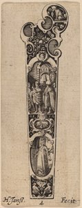 Manico per coltello o forchetta, ornato con figure da Hans Janssen