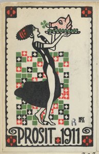Cartolina di Capodanno: Saluti 1911 Prosit da Hans Kalmsteiner