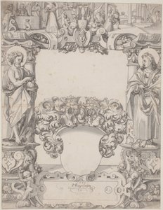 Disegno di vetro con San Giovanni Battista e San Giovanni Evangelista