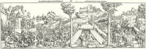Landsknechts che combattono una battaglia all