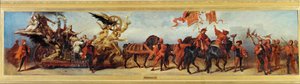 Die Eisenbahnen - Le ferrovie, schizzo per il Giubileo-processione 1879 ... (dipinto su tela) da Hans Makart