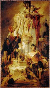 Scena sacrificale ... (dipinto su tela) da Hans Makart