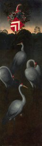 Gru con lo stemma della famiglia Pagagnotti Il retro di un pannello di un trittico da Hans Memling