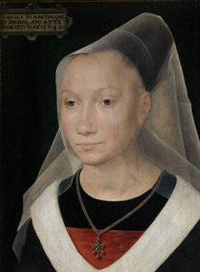 (dettaglio) del Ritratto di una giovane donna da Hans Memling