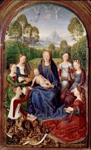 Dittico di Jean du Cellier: Vergine e sei santi da Hans Memling