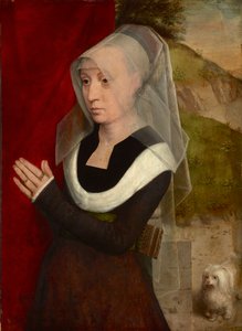 Donna in preghiera con il suo cane - Dipinto di Hans Memling (1433/40-1494) da Hans Memling