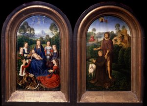 La Vergine e il Bambino circondati da Santi, il Donatore e San Giovanni Battista. Dittico - Dipinto di Hans Memling da Hans Memling
