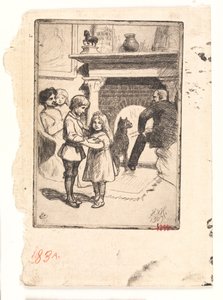 Cartolina di Capodanno (la famiglia al camino) da Hans Nikolaj Hansen
