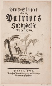 Frontespizio con vignetta per "Priis-Skrifter efter en Patriots Indbydelse i Aaret 1761"