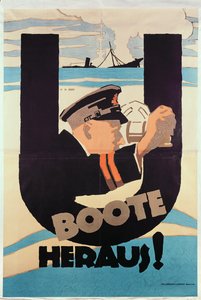 Poster della Prima Guerra Mondiale Tedesca, U BOOTE HERAUS