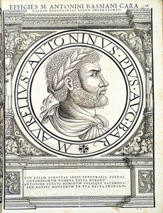 Eliogabalo, illustrazione da Imperatorum romanorum omnium orientalium et occidentalium verissimae imagines ex antiquis numismatis, xilografia di Rudolph Wyssenbach, stampata da Andreas Gesner, Zurigo