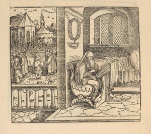 Donna che prega e corteo funebre da Hans Schäufelein (possibly)