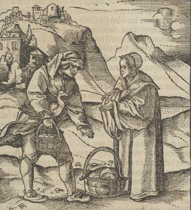 Un contadino e il suo patrono, da Hymmelwagen auff dem, wer wol lebt... da Hans Schäufelein the Elder