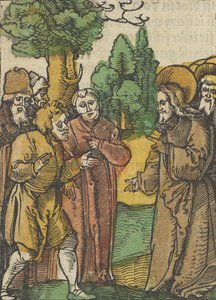 Cristo e i farisei, da Das Plenarium, 1517 da Hans Schäufelein the Elder