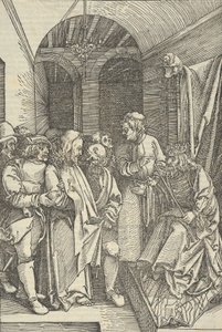 Cristo davanti a Erode in una sala, da Speculum passionis domini nostri Ihesu Christi