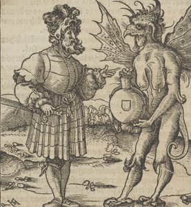 Il diavolo offre veleno a un cavaliere, da Hymmelwagen auff dem, wer wol lebt...