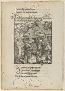 Spinto da Fürwittig, Theuerdanck cerca di manipolare una pietra per lucidare, da Theuerdanck, 1517
