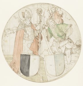 Santi Cristoforo ed Erasmo, ciascuno con uno stemma da Hans Sebald Beham (possibly)