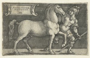 Alessandro Magno con il suo cavallo Bucefalo