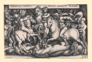 Ercole Combatte contro i Troiani da Hans Sebald Beham