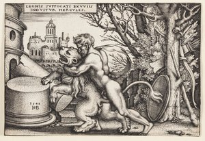 Ercole e il leone di Nemea da Hans Sebald Beham