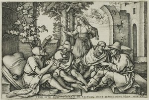 Giobbe che conversa con i suoi amici da Hans Sebald Beham