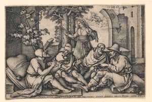 Giobbe che conversa con i suoi amici da Hans Sebald Beham