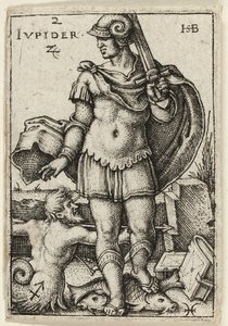 Giove, tavola due da I sette pianeti con gli zodiaci da Hans Sebald Beham