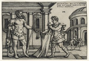Lichas porta la veste di Nesso a Ercole, 1540s (incisione su carta vergata) da Hans Sebald Beham