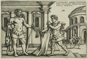 Lichas porta la veste di Nesso a Ercole, da Le fatiche di Ercole da Hans Sebald Beham