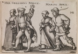 "Marzo e aprile" dalla serie "La festa dei contadini o i dodici mesi". da Hans Sebald Beham