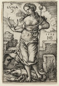Luna, tavola sette da I Sette Pianeti con i Zodiaci da Hans Sebald Beham
