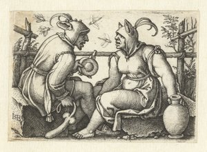 Giullare con fallo e giullare femminile da Hans Sebald Beham
