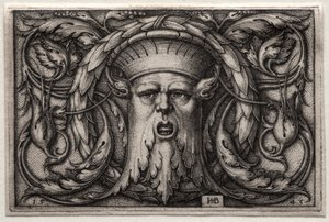 Ornamento con testa di satiro e ghirlanda da Hans Sebald Beham