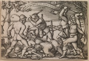 "La rissa dei contadini" dalla serie "La festa dei contadini o i dodici mesi". da Hans Sebald Beham