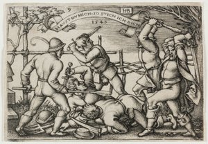 La rissa dei contadini, tavola 9 da La festa dei contadini o i dodici mesi da Hans Sebald Beham