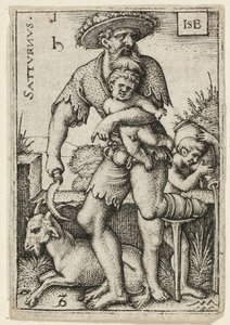 Saturno, tavola uno da I sette pianeti con gli zodiaci da Hans Sebald Beham