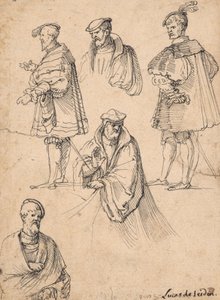 Foglio di studi con figure da Hans Sebald Beham