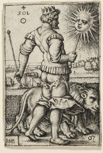 Sole, tavola quattro da I sette pianeti con i segni zodiacali da Hans Sebald Beham