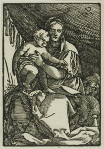 La Sacra Famiglia sotto il baldacchino da Hans Sebald Beham