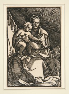 La Sacra Famiglia sotto il baldacchino da Hans Sebald Beham