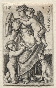 La Conoscenza di Dio e le Sette Virtù Cardinali: Carità - Charitas da Hans Sebald Beham