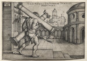 Ercole che trasporta le colonne di Gades da Hans Sebald Beham