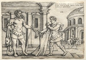 Le fatiche di Ercole: Ercole riceve il mantello intriso di sangue di Nesso, 1542 da Hans Sebald Beham