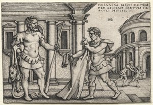 Ercole che riceve la veste intrisa di sangue di Nessuss, 1542. da Hans Sebald Beham