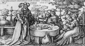 Il Figliol Prodigo che spreca la sua fortuna, dalla serie "Storia del Figliol Prodigo". da Hans Sebald Beham