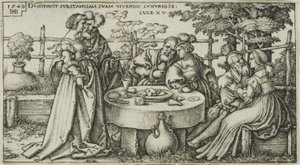 Il figliol prodigo che sperpera la sua fortuna, tavola due da La storia del figliol prodigo da Hans Sebald Beham