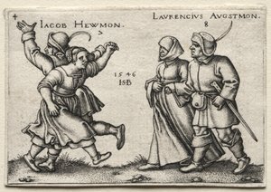 Il matrimonio del villaggio: Jacob Hewmon Lawrencius Augstmon, 1546