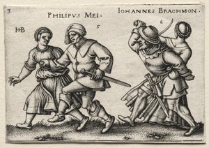 Il matrimonio del villaggio: Philipus Mei Johannes Brachmon, 1546 da Hans Sebald Beham