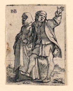 La processione nuziale: Coppia che cammina a sinistra, uomo che si gira indietro, alzando il braccio da Hans Sebald Beham